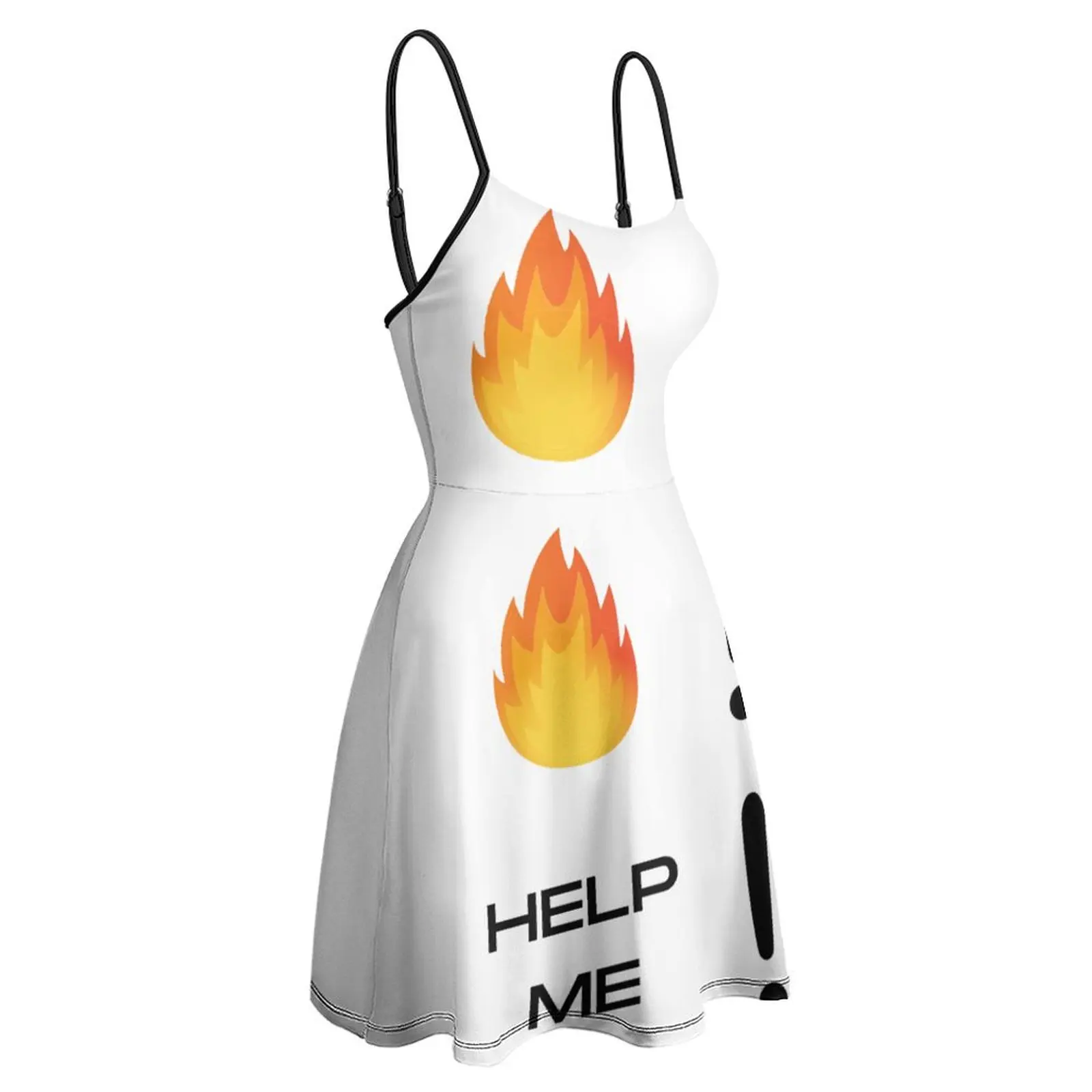 

FIRE FIRE HELP ME Классическое платье на продажу, женское платье на бретельках, забавная новинка, платье на бретельках, экзотическая женская одежда с графикой, отпуск