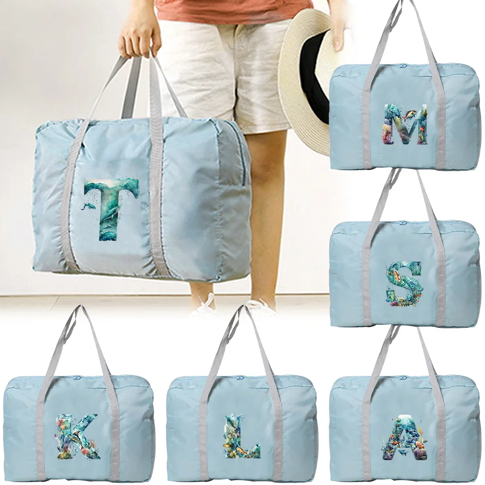 

Travel Handbag Fish Letter Series Travel Bag for Men and Women Large Capacity Foldable Multifunctional Luggage Handbag