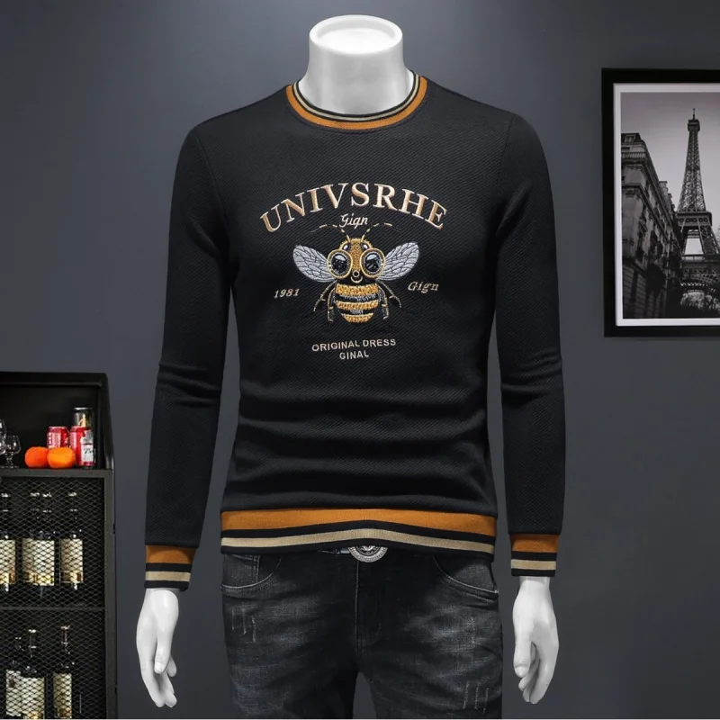 

Casual round Ne Long Sve Men's T-irt Underwear High Faion Autumn Winter Cotton Sweatirt Inner Wear irt for Youth