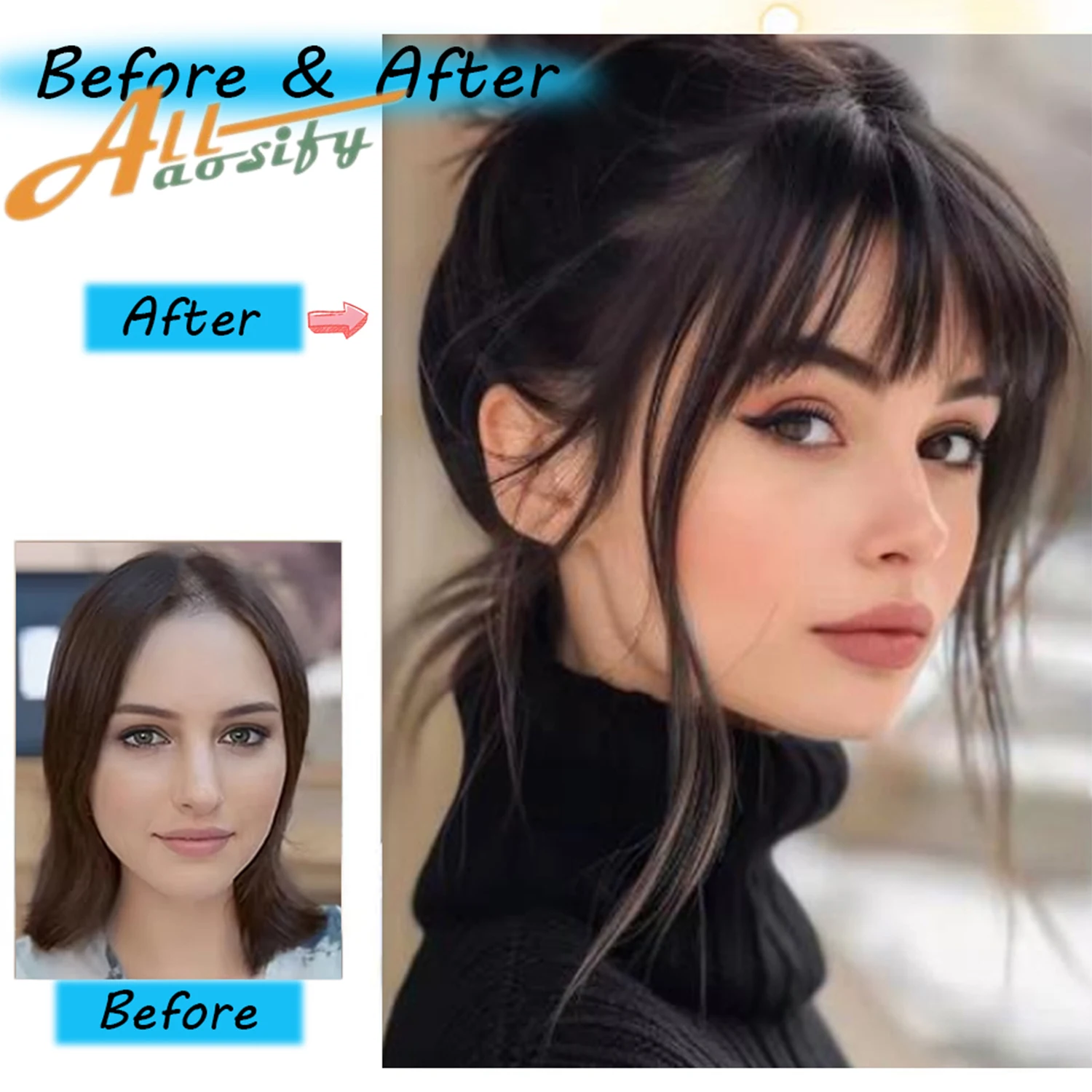 مشبك شعر صناعي في سوالف مزدوجة، شعيرات تنين، مشبك هامش أمامي غير مرئي في الشعر، غرة شعر وهمية للفتيات