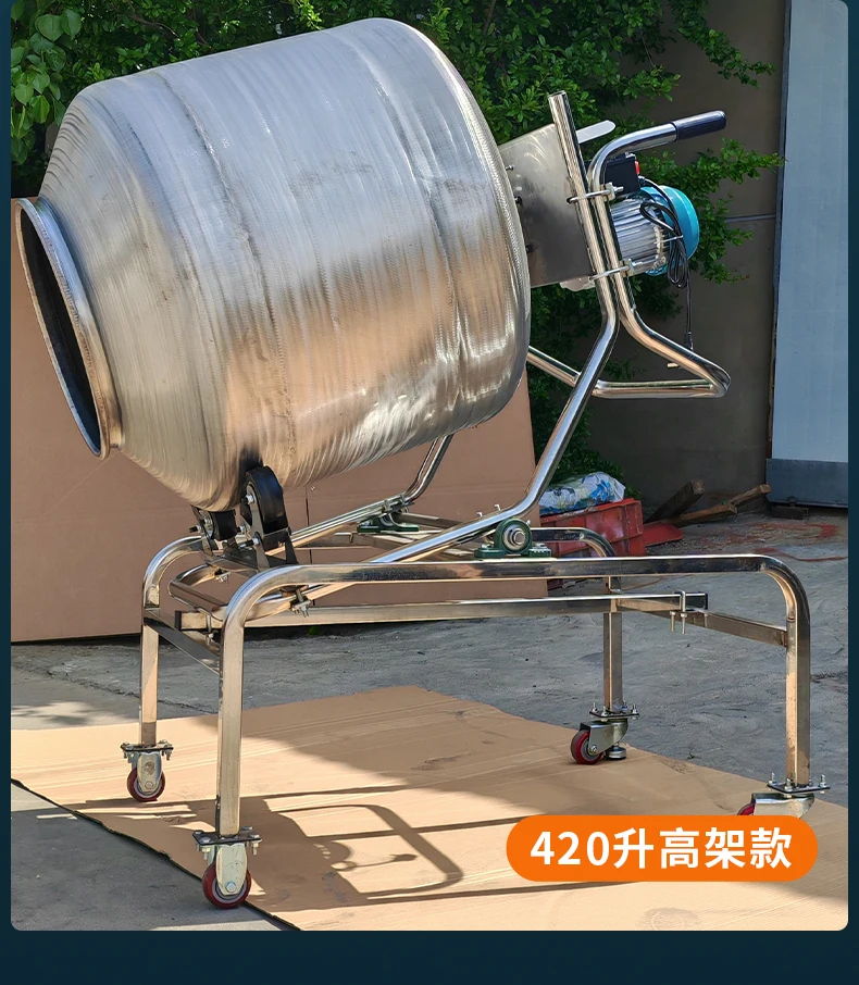 304 stainless steel drum mixer fish feed mixing bucket food small household electric cured meat sausage mixer