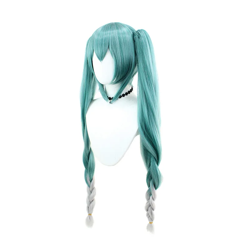 Hatsune Miku Xue Cosplay peruca ondulada, azul misturado cinza, Chuyin, mesmo estilo, dupla cauda de cavalo, artesanal