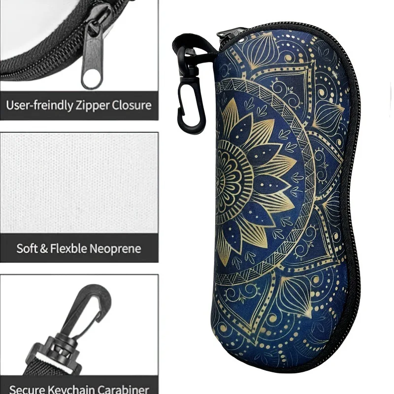 Bohemian Mandala Print Sunglasses Pouch Bohemian Totem Printed Glasses Case Waterproof Shockproof Eyeglass Storage Bag Vibrant