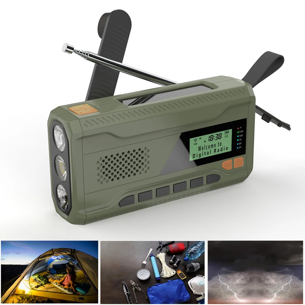 

Hand Crank Radio with Flashlight BT Speaker Emergency Weather Radio Rechargeable for Emergency Camping Storm Survival
