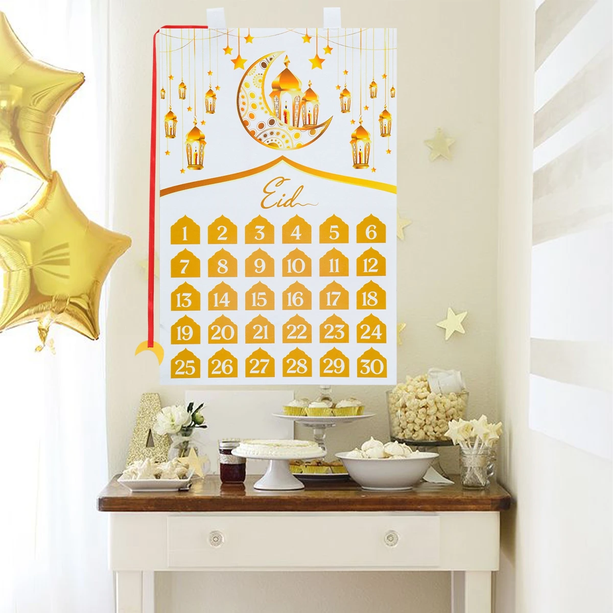 2026 Ramadan Countdown Calendar Eid Mubarak Felt Countdown Ramadan Calendar Muslim Party Decoration Craft Eid Al-Adha Ornament