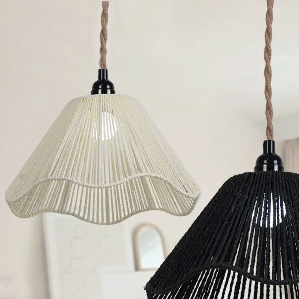 Light Fixture Dustproof Lampshade Creative Hanging Woven Pendant Lamp Cover Handmade Retro Chandelier Lampshade Bedroom