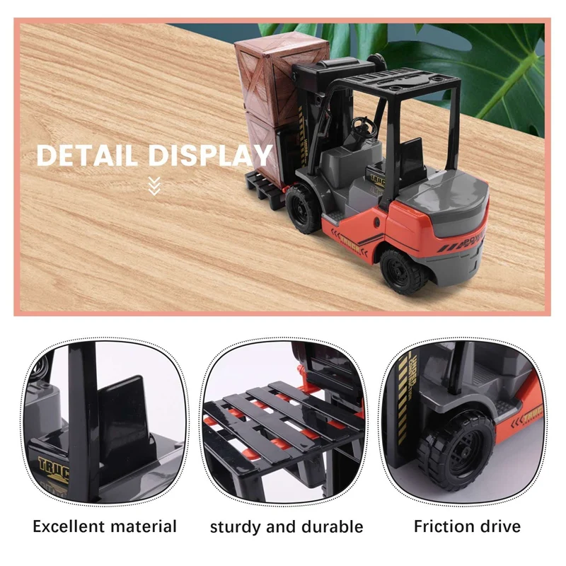 1:22 Scale Lnertial Forklift Friction Fork Lift With Pallet Cargo Warehouse Truck Vehicle Model Toy Forklift For Kids