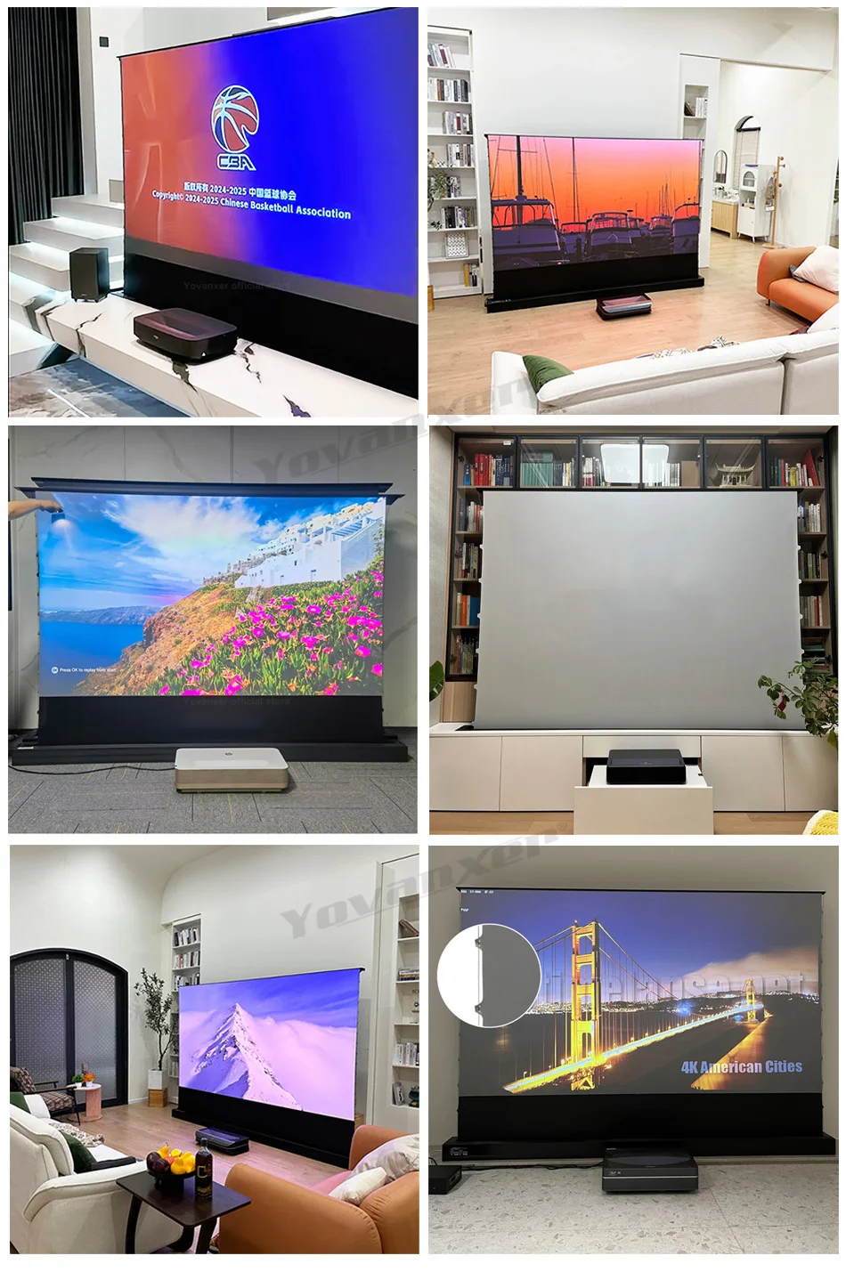 Nieuwe 100-120 Inch T Prisma ALR Gemotoriseerde Elektrische Tab Spanning Vloer Stijgende Projector Scherm Vierkante Shell Voor UST projector