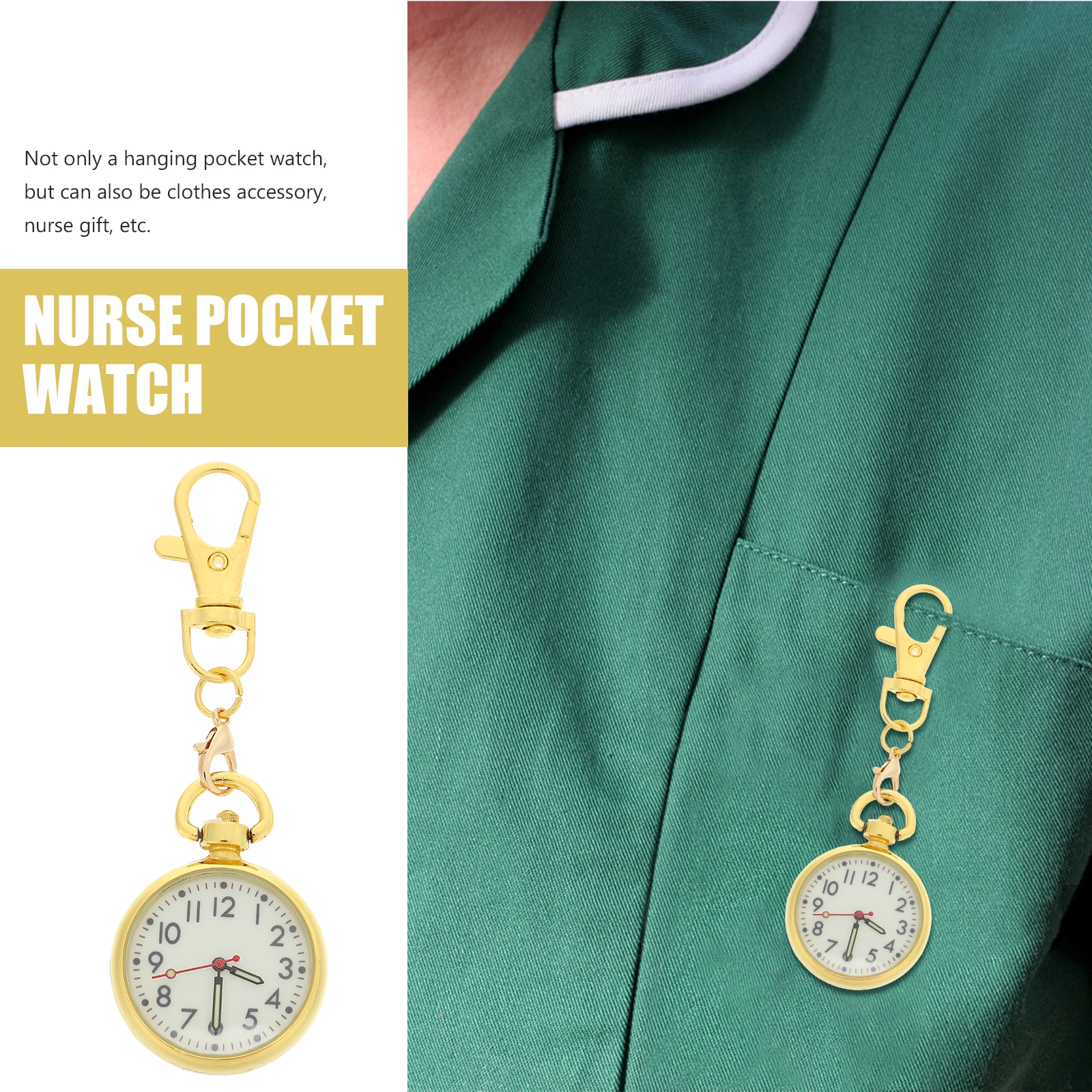 

Luminous Nurse Pocket Glow Buckle Design Watch For Belt Bag Clip On Chest Durable Safe Material Large
