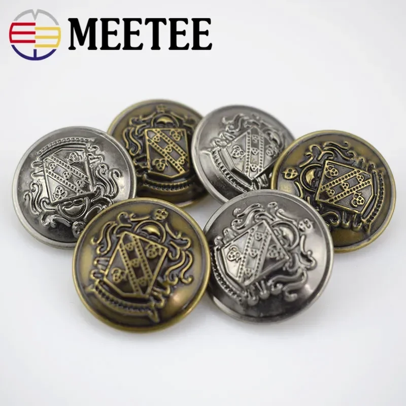 Meetee 10 sztuk 12-30mm metalowe guziki kurtka płaszcz Retro miedź Shank przycisk DIY klamra do dekoracji odzieży akcesoria do szycia