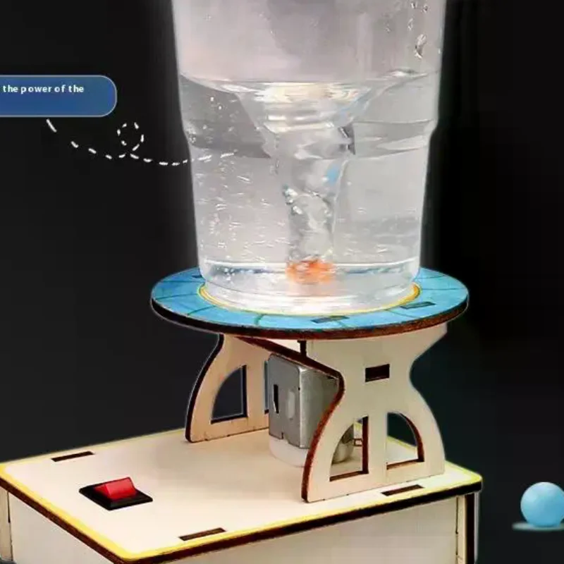 For Children DIY Electric Science Toys 1 Set Water Tornado Swirl Maker Wooden Puzzle Novelty Science Experiment Project Gifts