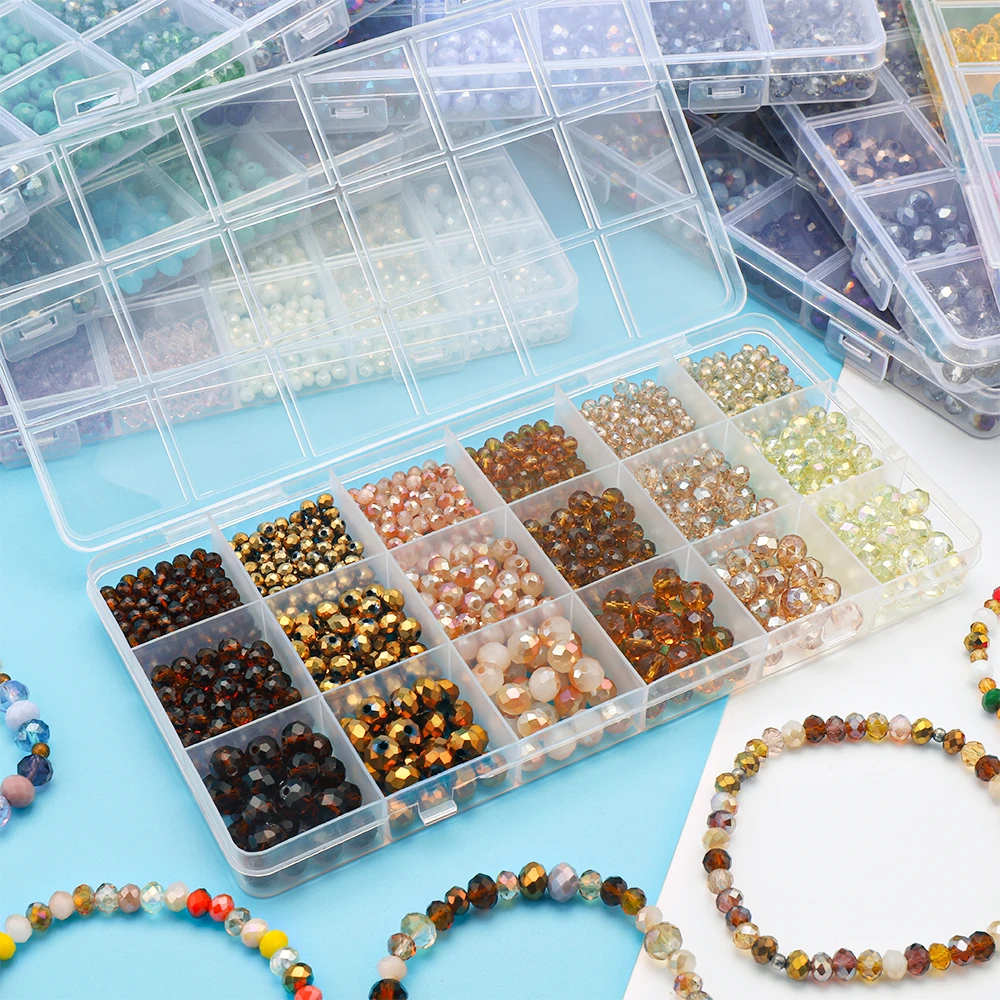 

1050Pcs/Box 4 6 8mm Faceted Glass Rondelle Crystal Round Loose Spacer Beads For DIY Making Earings Necklaces Jewelry Accessories