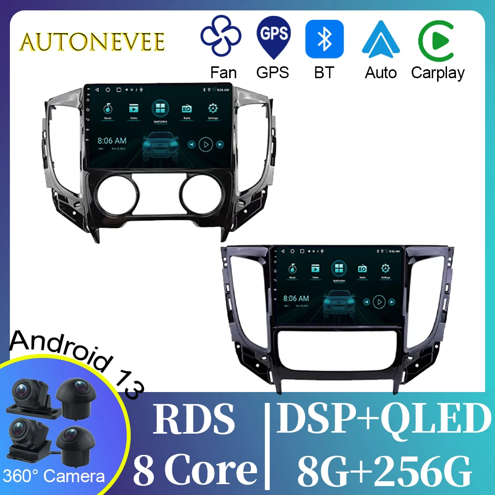 Car Radio For Mitsubishi Pajero Sport 3 L200 5 Triton 3 2015- 2019 Carplay Navigation GPS Android Auto Miltimedia Player No 2din