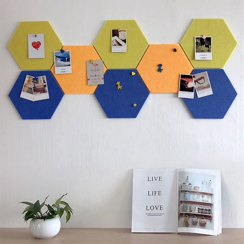 Felt Wall Stickers Creative Hexagonal Cork Board Kindergarten Display Message Board Acoustic Panels Soundproofing Wall Decor