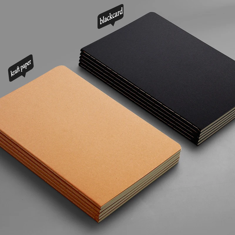 Picture 4: 10Pcs A5 B5 A4 Notebook, Thin Draft Notebook 36 Sheets/72 Pages/Book, Kraft Paper and Black Cover, Office Study Notes Supplies