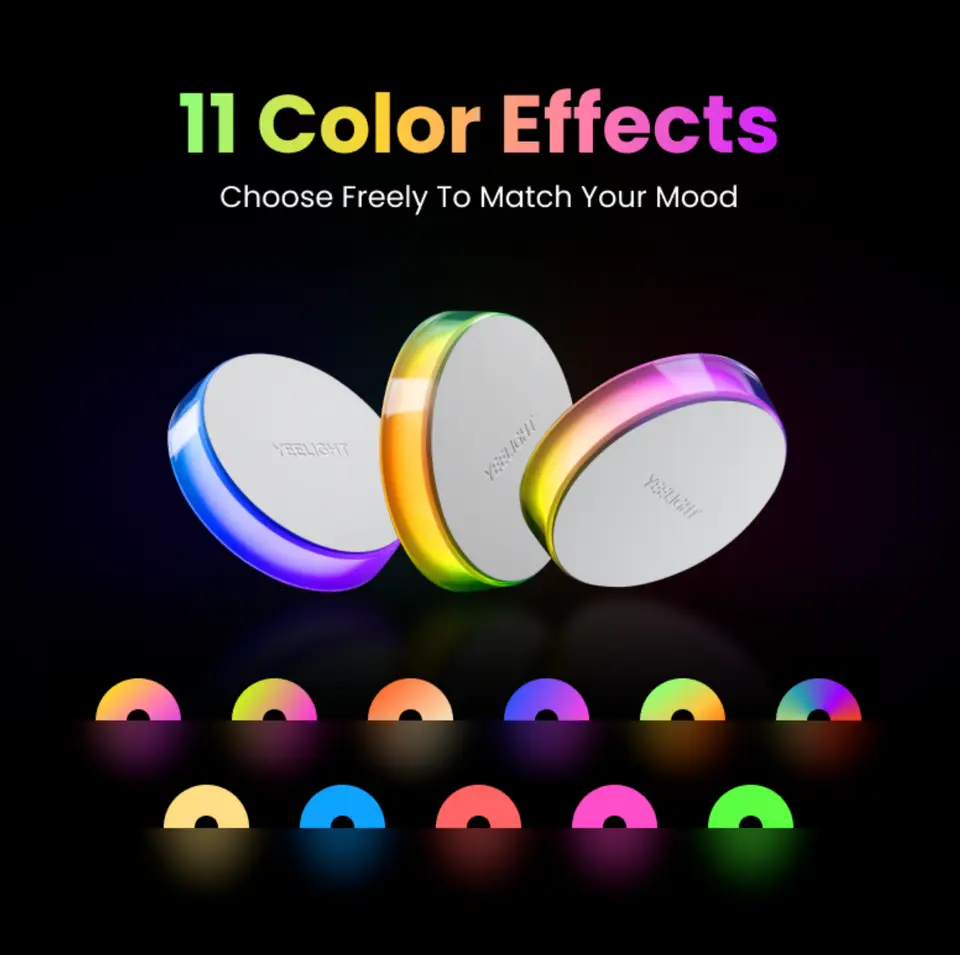 Yeelight Vega RGB Night Light Motion Sensor Rechargeable Magnetic Color Changing Wall Lamp for Bedroom Closet Stairs Gaming Room - 3