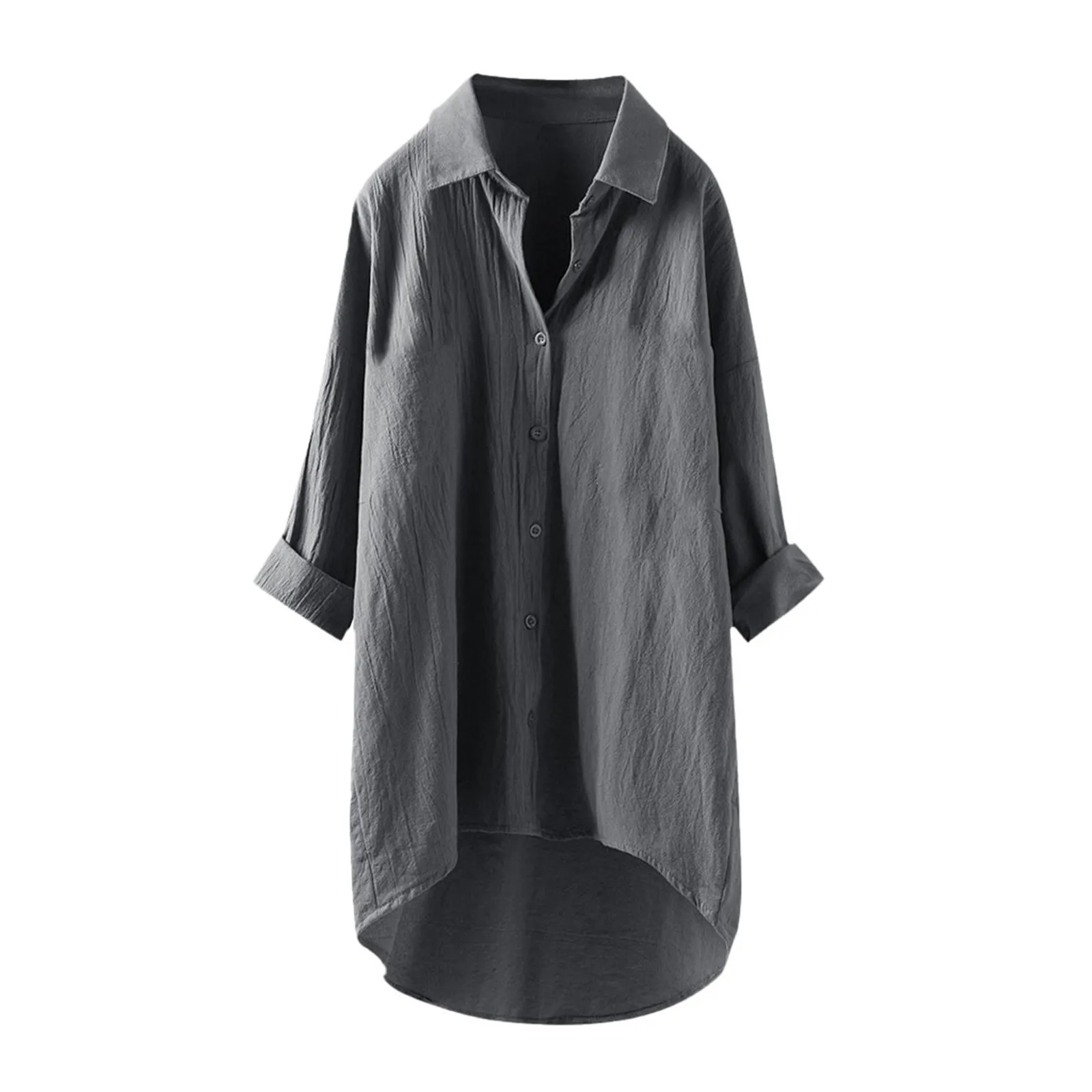 

Women Cotton Linen Button Down Shirt Long Sleeve V Neck Elegant Shirt Summer Solid Plain Loose Casual Tops Oversized Long Shirts
