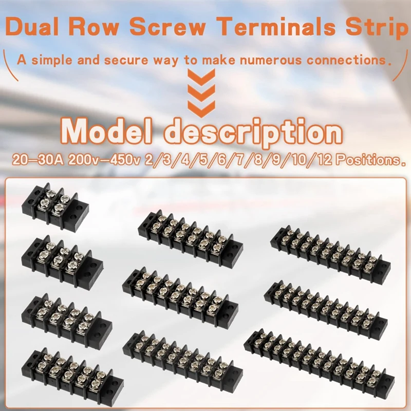 شريط طرفي لولبي ثنائي الصف ، 12 دائرة ، 12 موقعًا ، كتلة طرفية ، 20-30A ، our-V ، تخفيضات كبيرة ، 2 روض