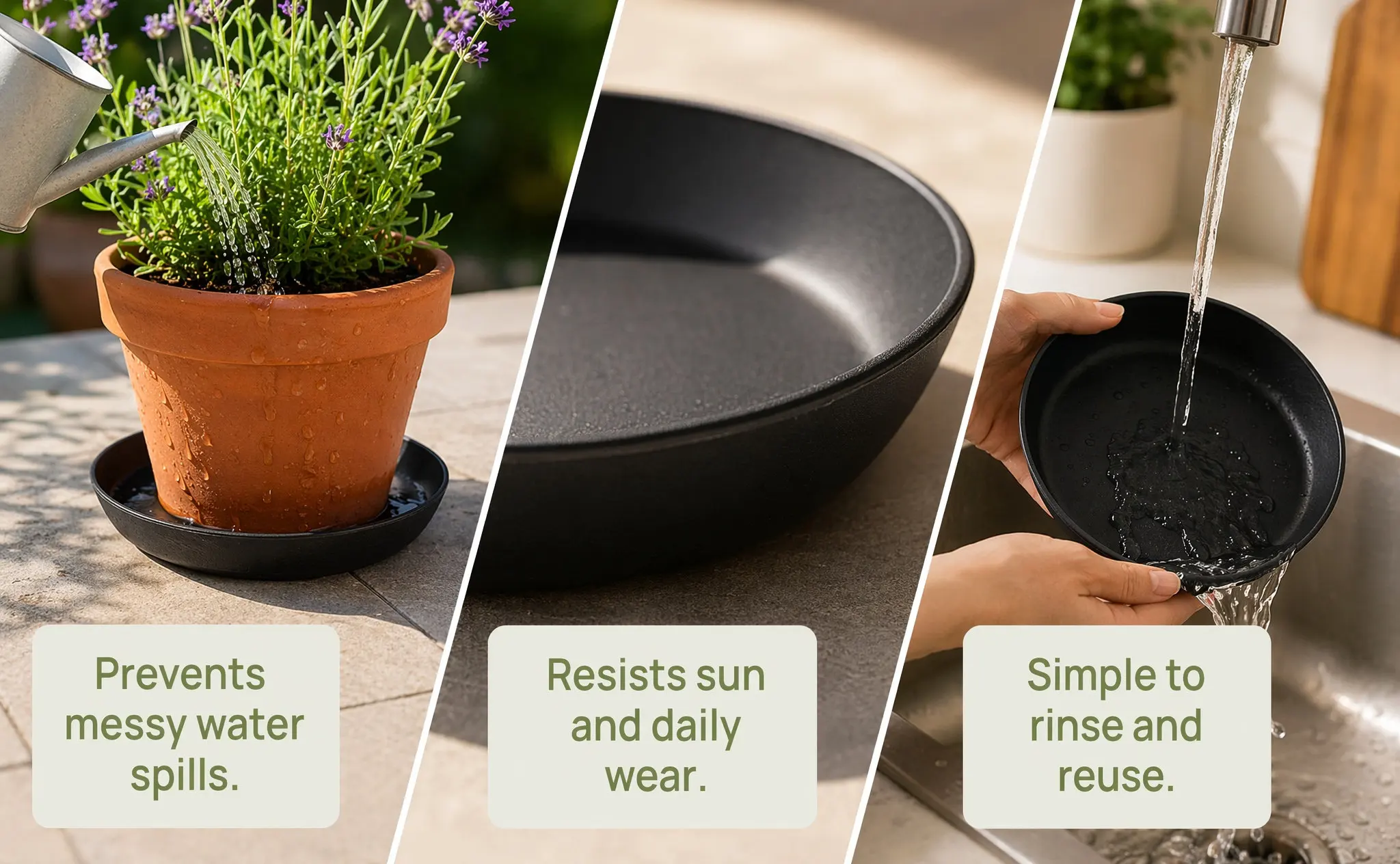 30pcs Flowerpot Tray Thickened Plastic Plant Pot Saucer Sun-Resistant Waterproof For Indoor Outdoor Gardening Use Black