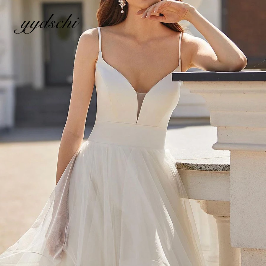 Gaun Pengantin Tali Spaghetti untuk Wanita Gaun Panjang Selantai