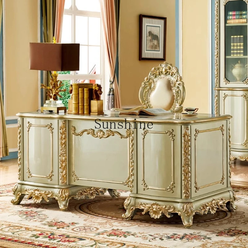 

American simple solid wood desk large apartment villa furniture