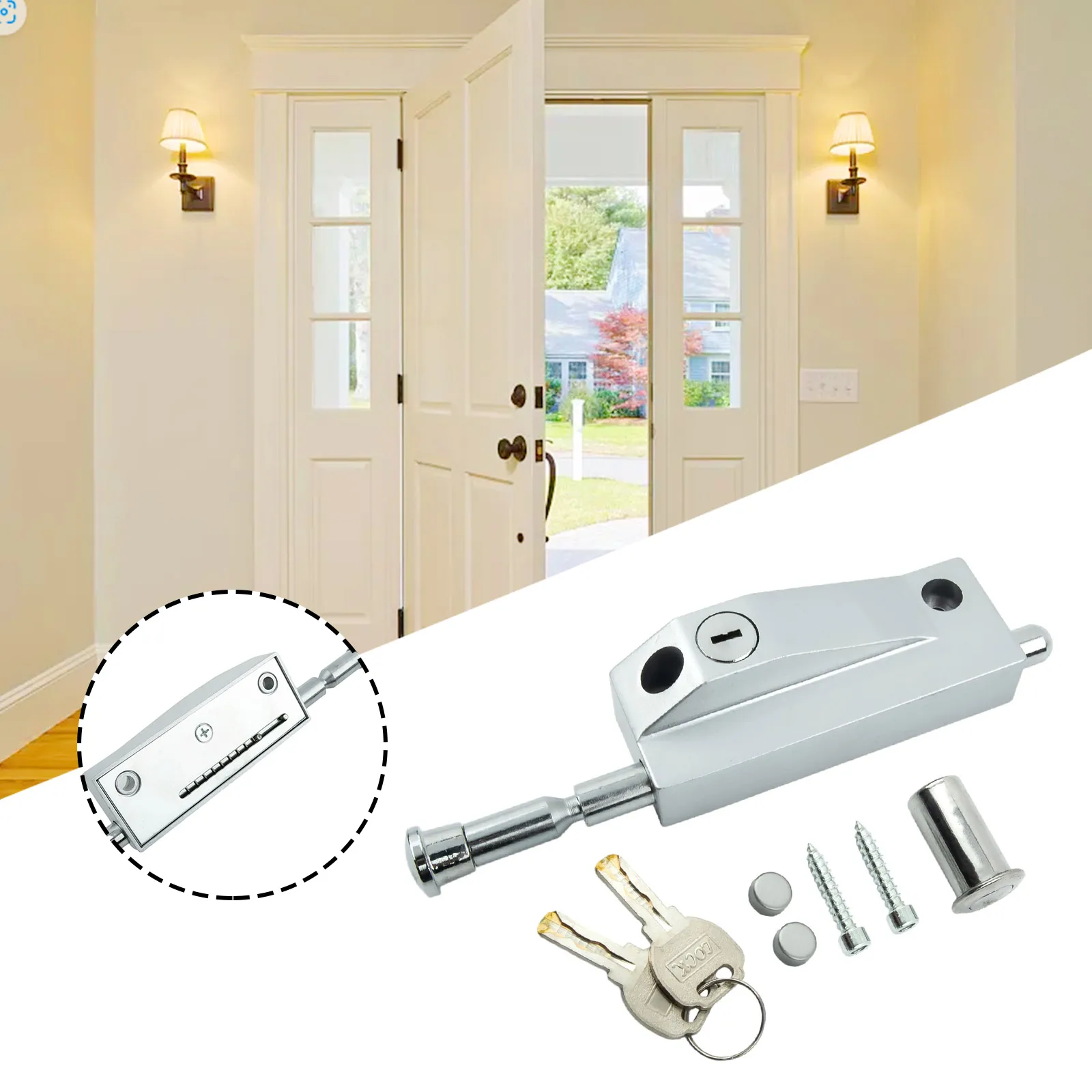 Brand New Latch Lock Household Hardware Revolving Door Stainless Steel Door Zinc Alloy Framed Door Garden Home