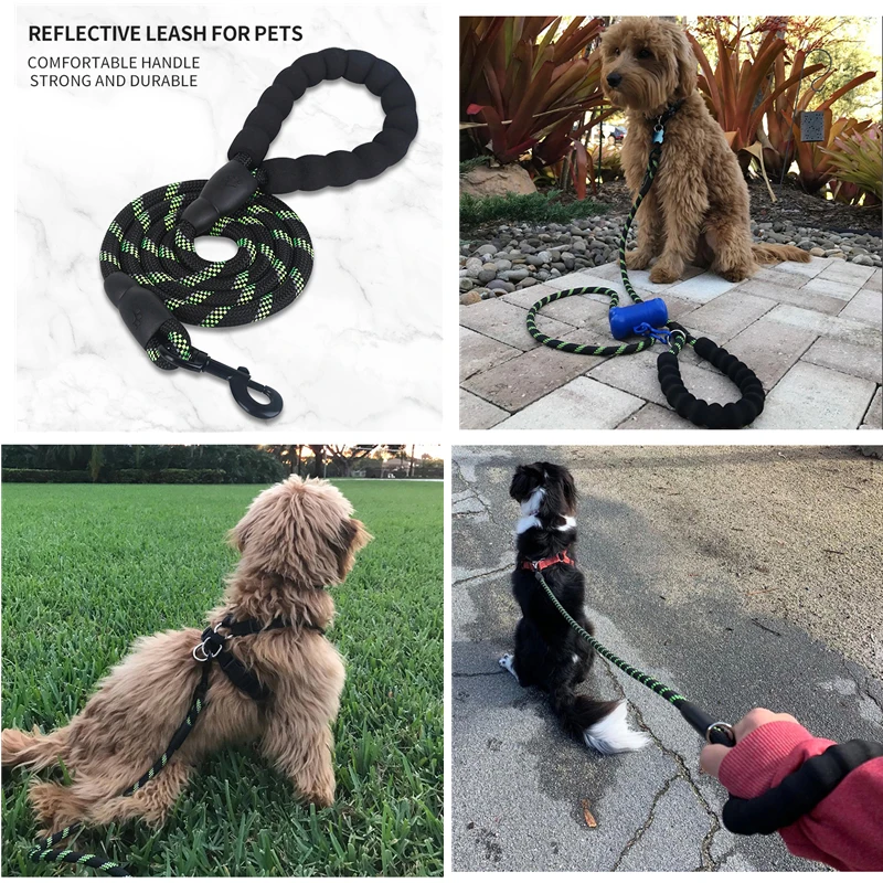 Strong Dog Leash Cushioning Elasticity Pet Leashes Outdoor Reflective Dog Lanyard for Big Small Medium Dogs Drag Pull Tow Belt