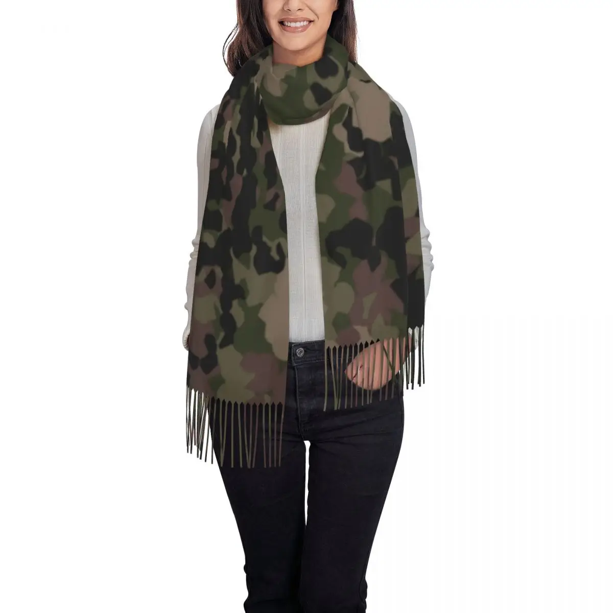 Custom Printed Flecktarn Camouflage Scarf Men Women Winter Warm Scarves Morden Camo Style Shawl Wrap