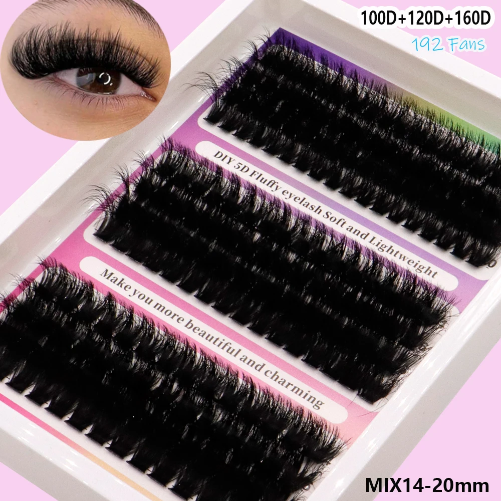 DIY tufted segmented false eyelashes 14-20mm mixed length fluffy dramatic eyelash lengthening 60D/80D/100D/120D/160D