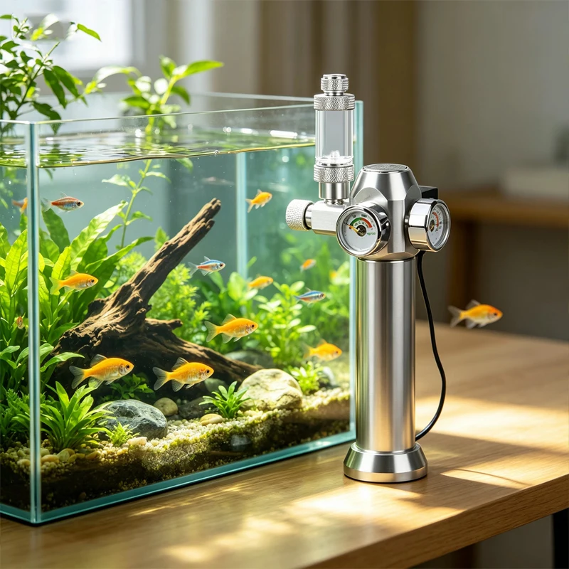 Aquarium CO2-Regler Magnetventil Blasenzähler Kleine Gasflasche 3-8UNF Mit Hülle Fischbecken CO2-Druckminderventil – Detail 9