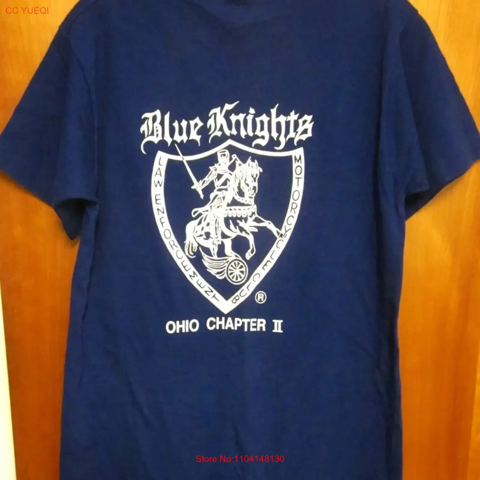 BLUE KNIGHTS biker med T shirt Ohio Chapter II beat up tee Law Enforcement Club vintage Washed Top For Everyday Wear Breathable