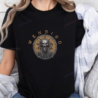 Loose Wendigo Vintage Mystic Supernatural Folklore Monster Print T-shirt Wendigo Short Sleeve Unisex Shirt Print Large T-shirt