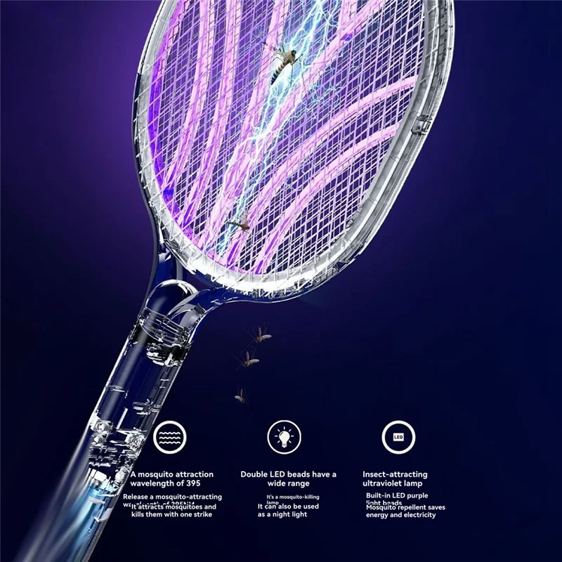 ASWUT-منشة الذبابة الكهربائية 2500 فولت مضرب صاعق الحشرات القابل لإعادة الشحن أوضاع مزدوجة منشة البعوض للاستخدام الداخلي والمكتب والفناء الخلفي