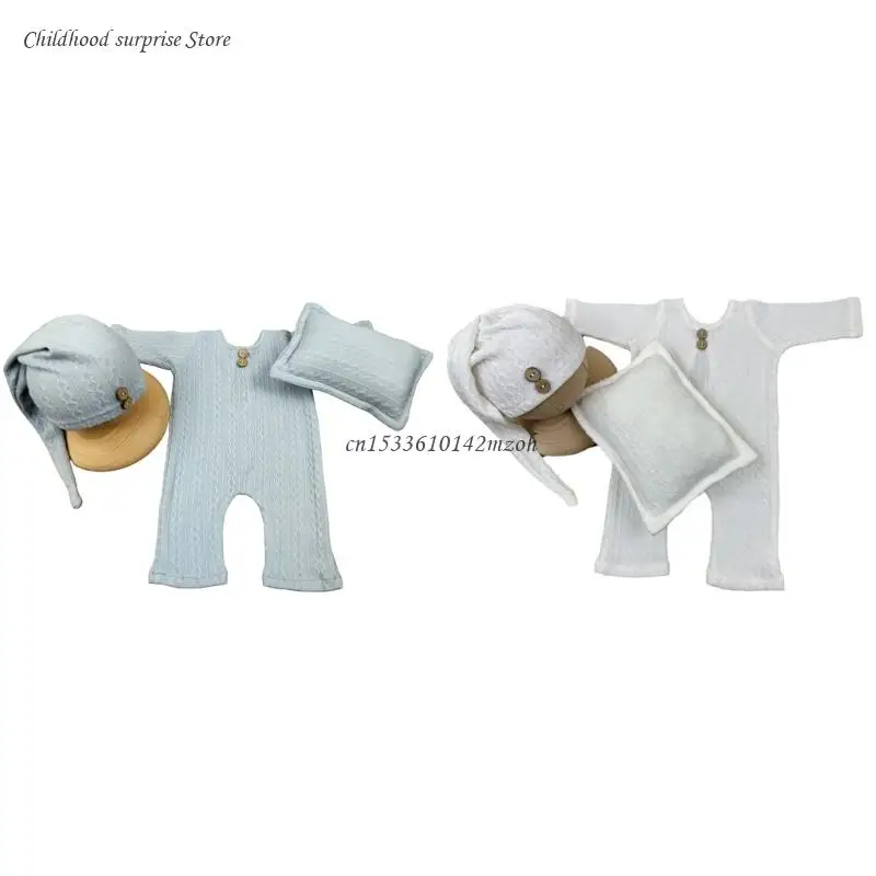 

Newborn Photography Props Set for 0-2 Months Baby Baby Costumes Baby Romper with Pillow Hat for Memorable Photoshoots Dropship