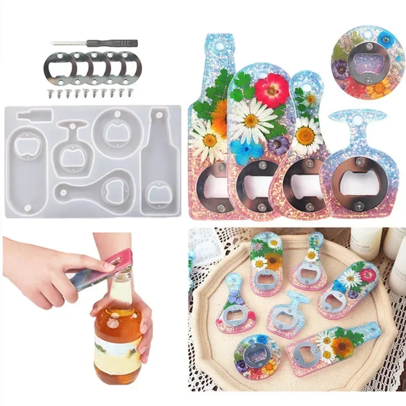 

Diy Handmade Creative Crystal Resin Epoxy Beer Spanner Bottle Opener Dried Flower Epoxy Mirror Silicone Mold Mold for Resin