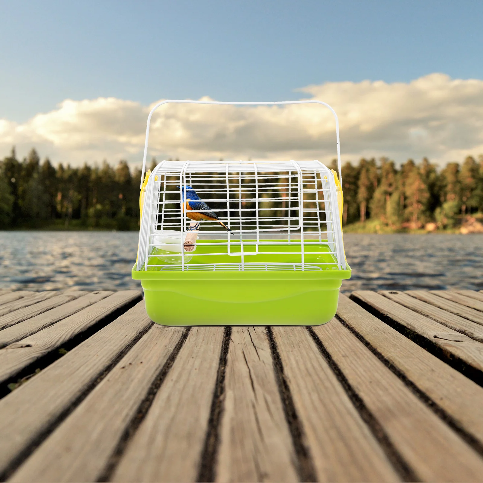 

1Set Portable Bird Cage Metal Plastic Travel Cage for Parrot Budgie Conure Cockatiel Outdoor Design Comfortable Handle