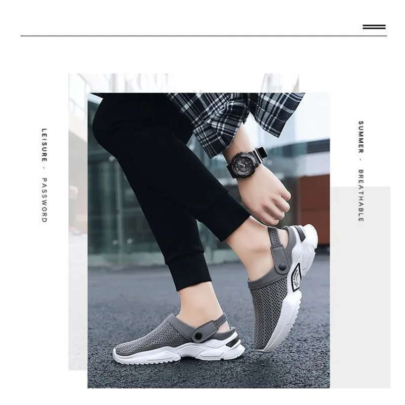 Men Summer Sandals Platform Sandals Designer Mesh Mules Breathable Padded Beach Slippers 2024 Slip on Lightweight Men Sneakers