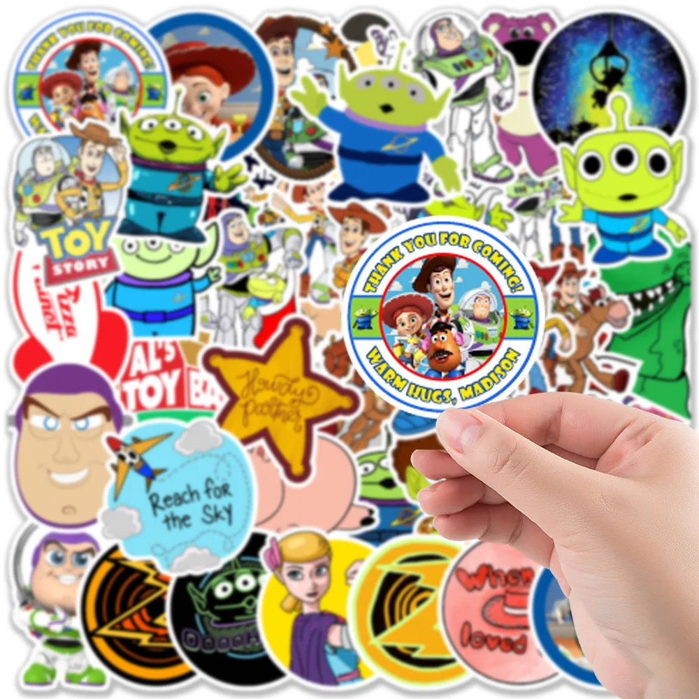 Autocollants de dessin animé Disney Toy Story pour ordinateur portable, bagage, vélo, voiture, téléphone, Scrapbook, journal intime, autocollants