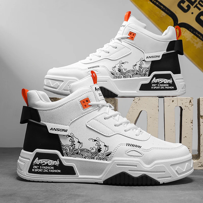 

Men's Joker high-top casual shoes Four seasons soft-sole outdoor walking shoes Youth sports borard shoes thick-sole flat shoes