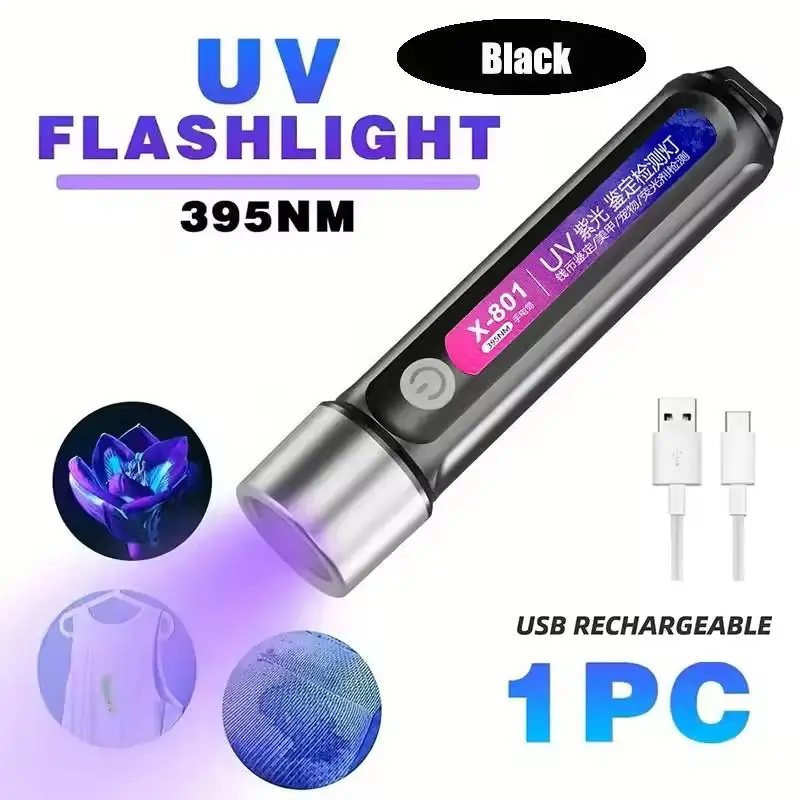 High Intensity UV Detection Light For Fluorescent Agents Pet Stain Detector For Carpets Portable USB Rechargeable Blacklight Pen