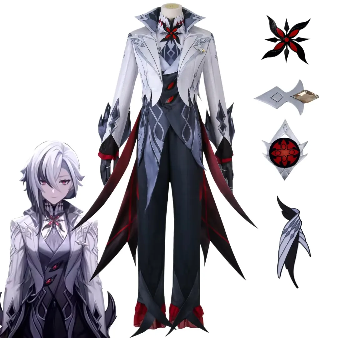 Genshin Impact Arlecchino 코스프레 의상 가발 Peruere The Knave