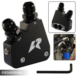 Adaptador de enfriador de aceite LR, compatible con Corvette C5, C6, C7, LS1, LS2, LS3, LSX, Cadillac, CTS-V, LS1, Camaro y Firebird, negro/plateado