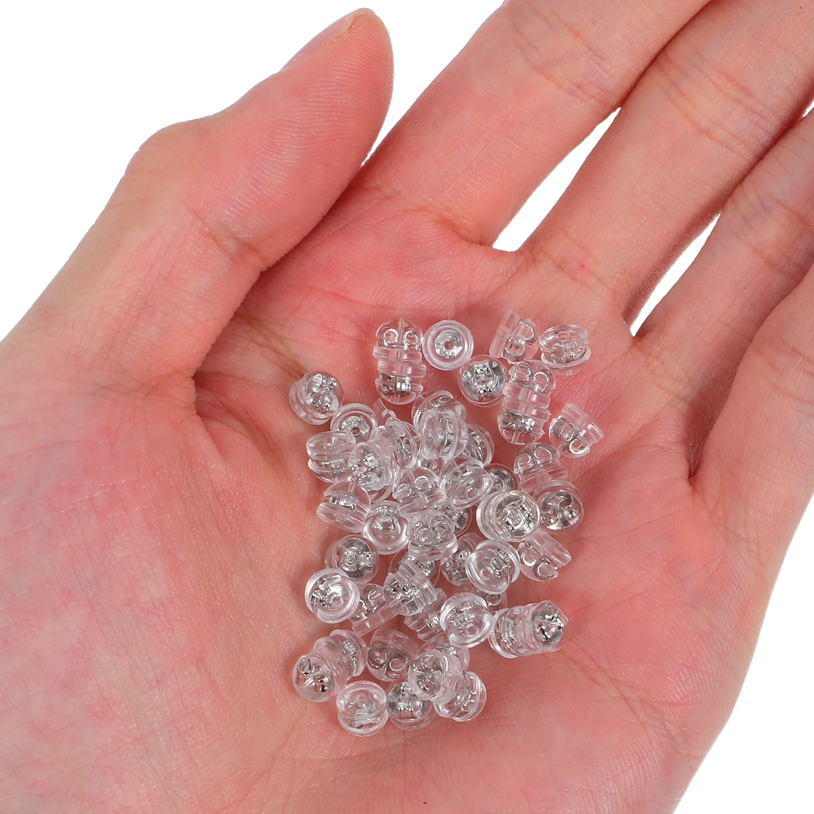 

50pcs Silicone Earring Backs Clear Studs Replacement Safety Backs For Thin Posts Secure Stopper Fish Hook Hoop Drop