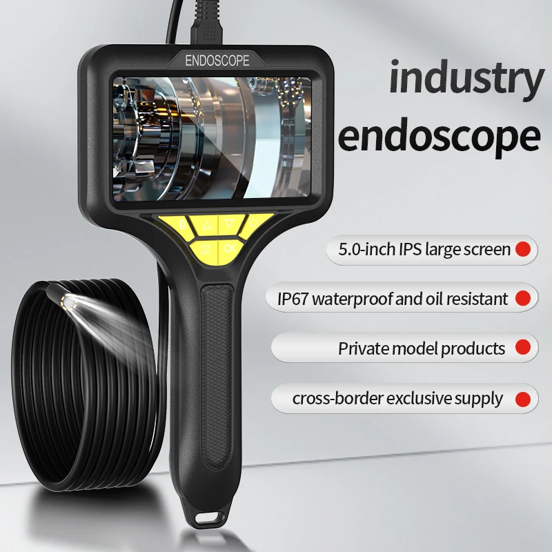 5 Zoll 7,9 mm 2MP 1080P Dual Lens Endoskop Seitenansicht & Frontansicht CMOS Endoskop Inspektion Digitalmikroskop Kamera Otoskop