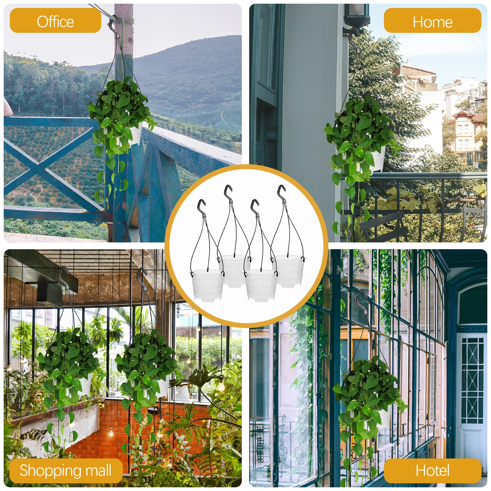 

4 Sets Plastic Hanging Flower Pot Orchid Basket Balcony Garden Planters Lightweight Nursery Container For Indoor Outdoor Plants