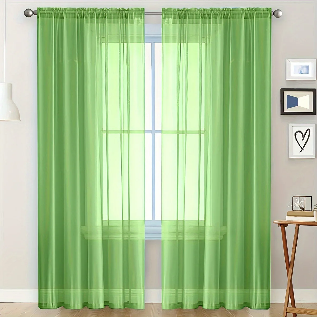 1Set Solid Color Double String Screen Curtain Semi Blackout Thin Window Screen For Living Dining Room Bedroom Decorate