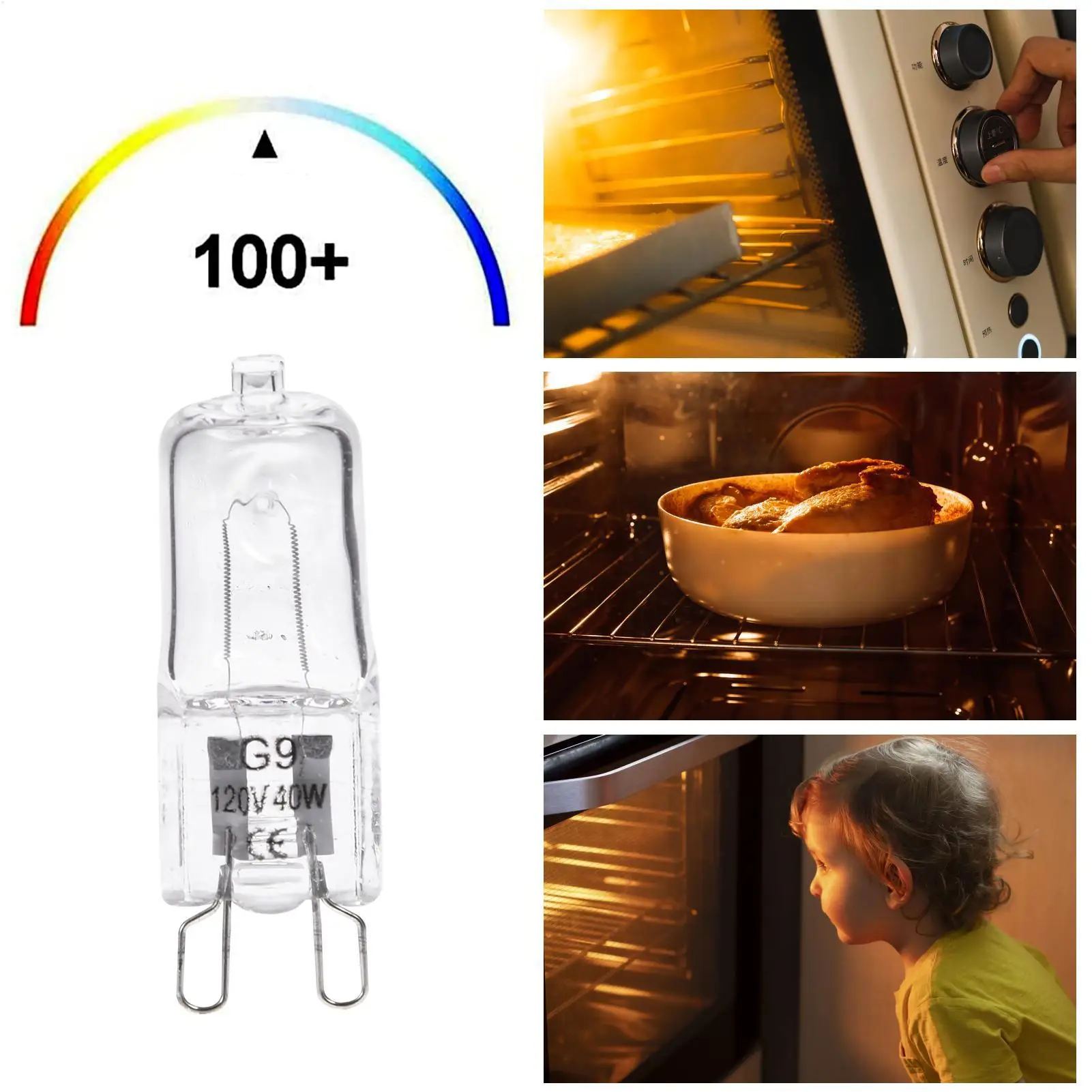 Oven Light Bulb 40W 350 candle 500C High Temperature Halogen Bulb Halogen Light Bulb Lamp Replacement Oven Lamp for Kitchen
