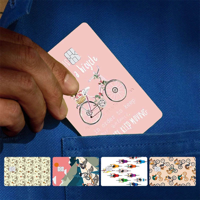 Bike Bicycle Cover Skin Sticker For Credit Card Bank Debit Bus Card Front Side Card holder Sleek Indie