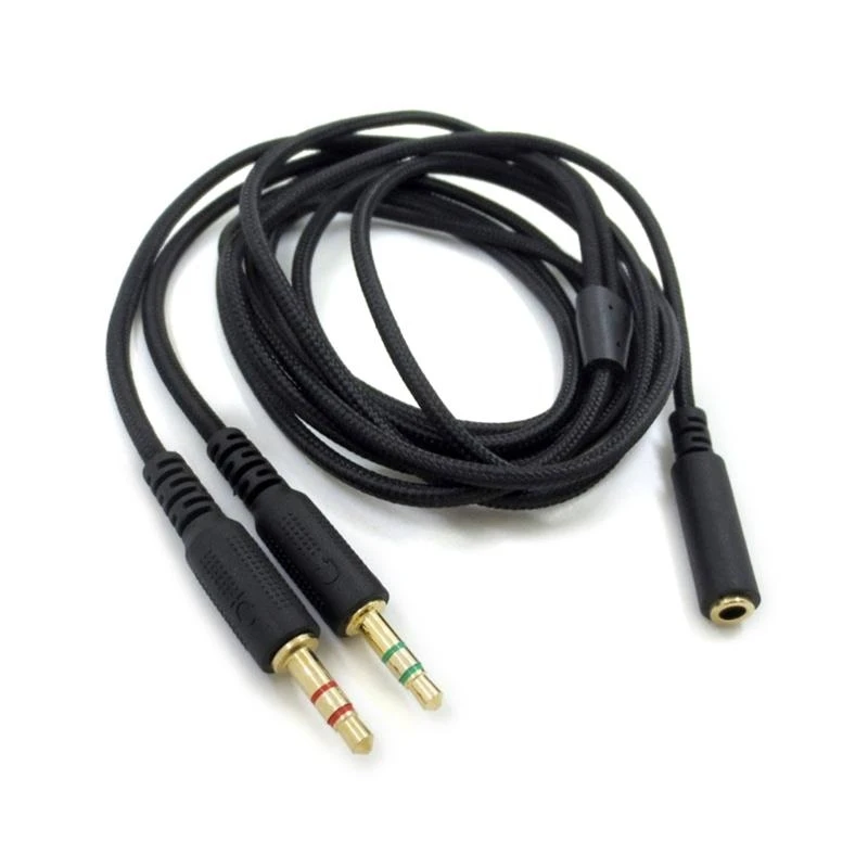 Verbessertes 3,5-mm-Nylonkabel, Buchse auf Stecker, 1 auf 2 Verlängerungskabel für Headset E74A – Detail 1