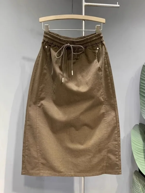 

Washed Mid-Length A-Line Skirt Vintage Design Slimming Loose Fit Versatile Spring Summer New Style High Waist Commute Korean ...